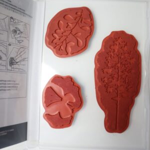 Stampin’ Up! Amazing Silhouettes cling stamp set showing red rubber stamps in storage case