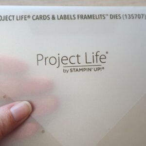 Stampin’ Up! Project Life Cards & Labels Framelits Dies packaging with product name visible.