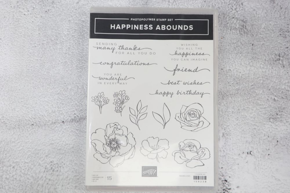 Stampin’ Up! Happiness Abounds Photopolymer Stamp Set with floral images and sentiments