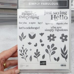 Stampin’ Up! Simply Fabulous stamp set cover insert with floral and sentiment designs.