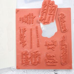Inside view of Something Fancy cling red rubber stamps