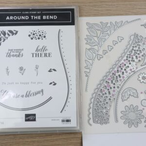 Around the Bend bundle with stamp set and coordinating dies displayed together.