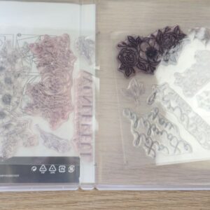 Open Bloom & Grow stamp case showing used photopolymer stamps inside.