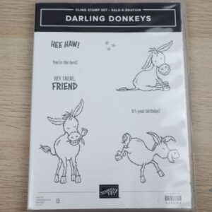 Darling Donkeys cling stamp set showing donkey illustrations and sentiments on the cover.