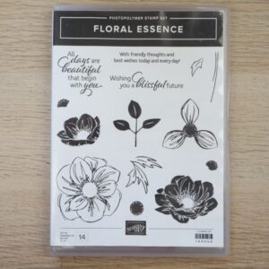Floral Essence Stamp Set by Stampin’ Up! – full case front showing floral and sentiment images.