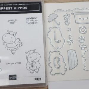 Hippest Hippos stamp set displayed side-by-side with the coordinating Hippo Dies.