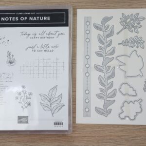 Notes of Nature cling stamp set case showing botanical images and sentiments on the cover insert.