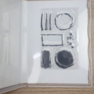 Inside view of Textures & Frames photopolymer stamps arranged in the case.