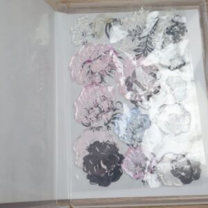 Two-Tone Flora photopolymer stamps arranged inside their storage case.